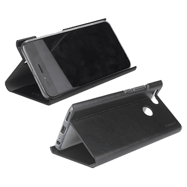 stuffcool Leather Flip Cover for vivo Y12 Scratch Resistant Black